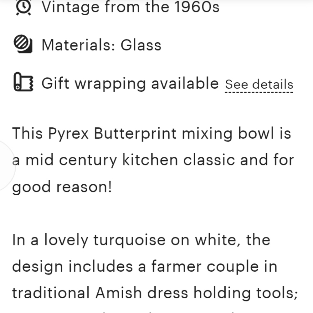 Pyrex Vintage  ButterPrint #443  Turquoise Cinderella Mixing Bowl - Picture 9 of 11